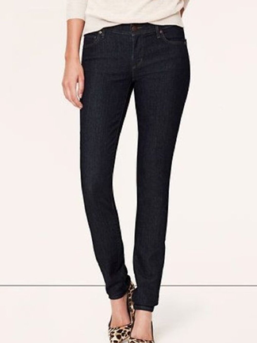 ANN TAYLOR LOFT Modern Skinny Jeans Dark Wash Zip Fly Full Length sz 4 / 27 W27